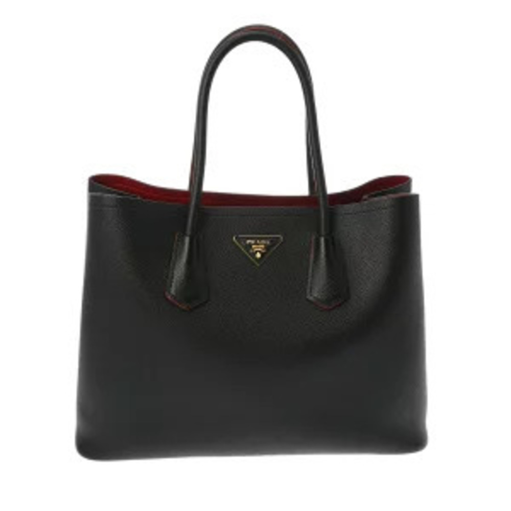 Prada Black Red Saffiano Leather Tote Bag